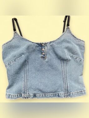 Vintage Jeanology Denim Corset Top with Adjustable Straps